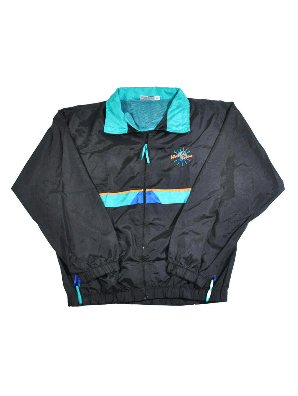 Vintage Wilson World Issue Wind Black Blue Zip 90s  Jacket Size X-Large